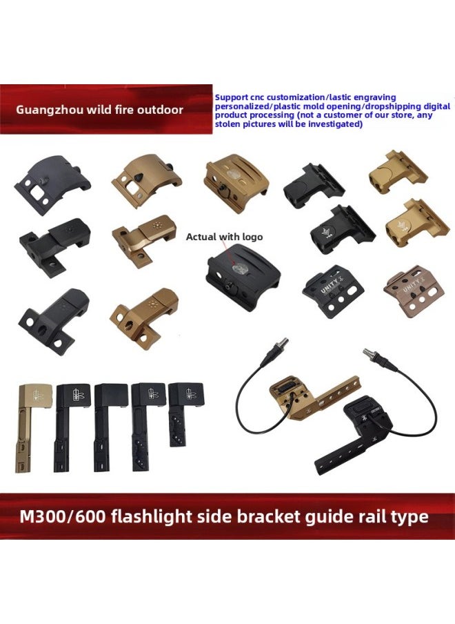 Generic - [M300/600 Flashlight Side Bracket Guide] 45-degree Side Flashlight Base Tactical Flashlight Modification-Color:Wd02021+yr358-sand Color-left - Image 1