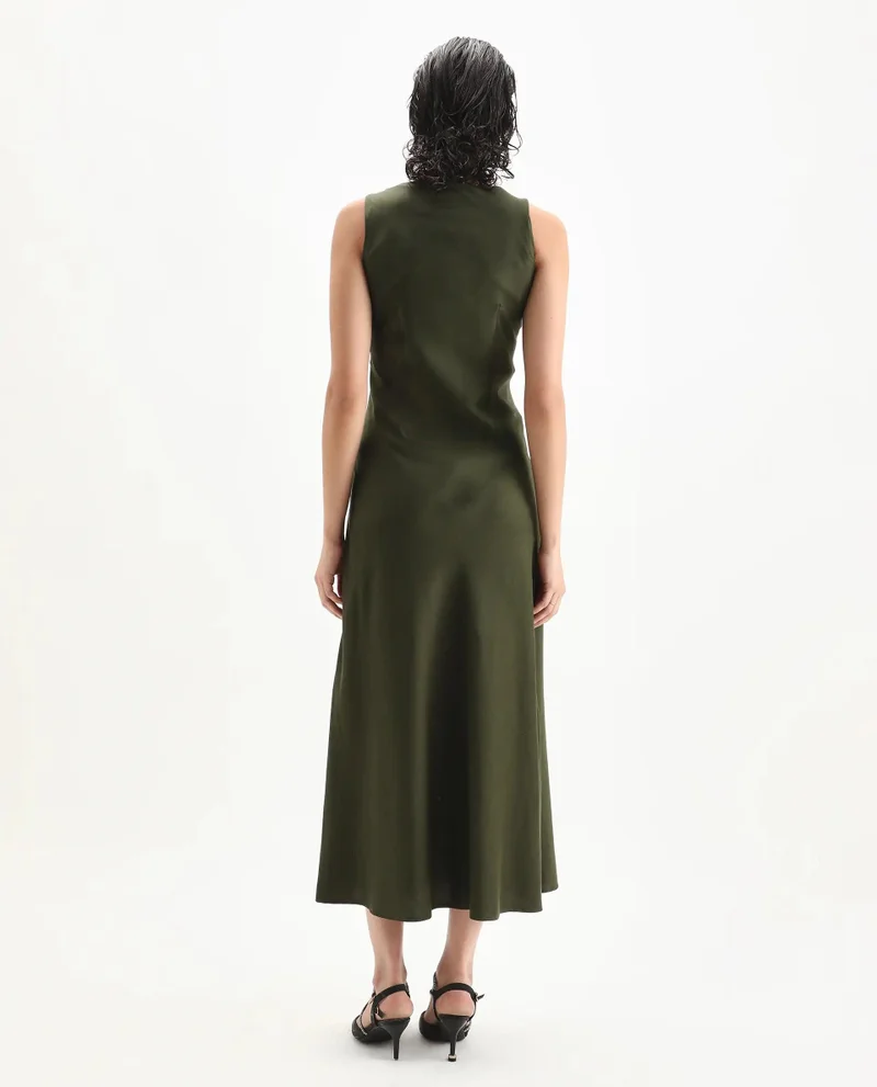 Rareism Women's Solid Maxi Cowl Dress