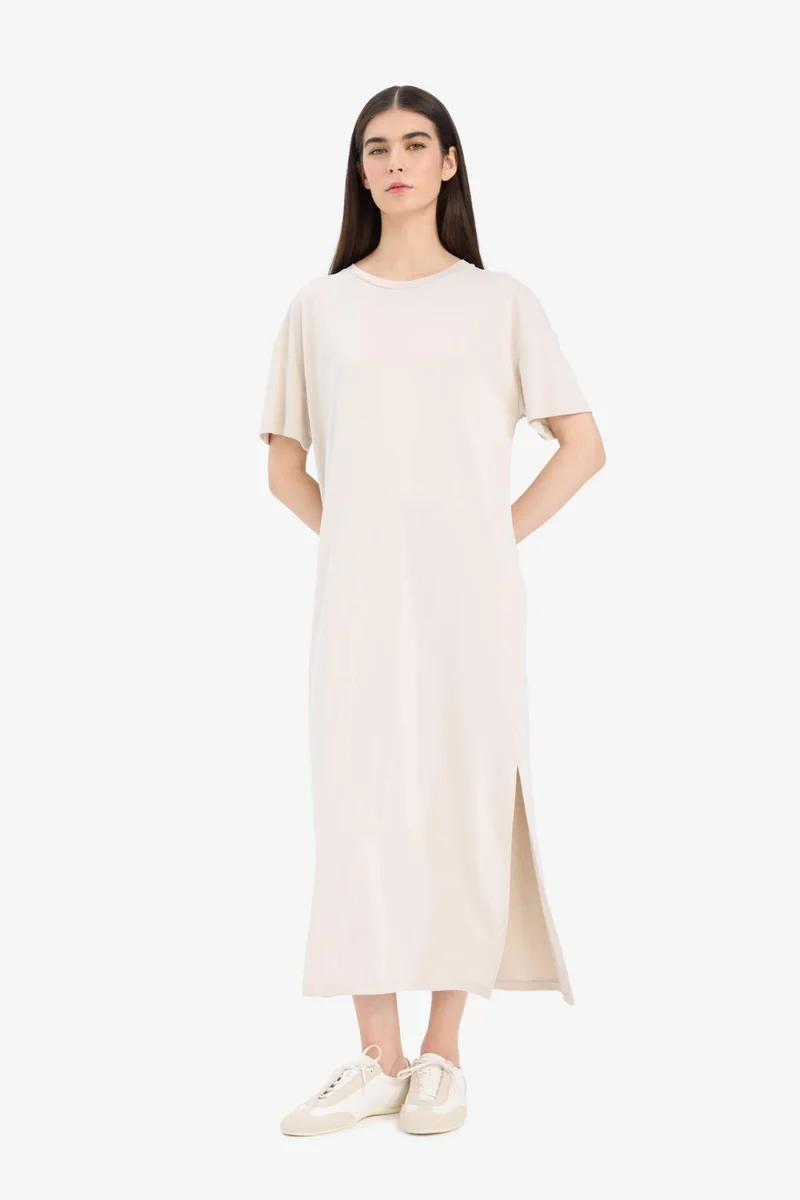 ديفاكتو Crew Neck Modal Short Sleeve Midi Dress