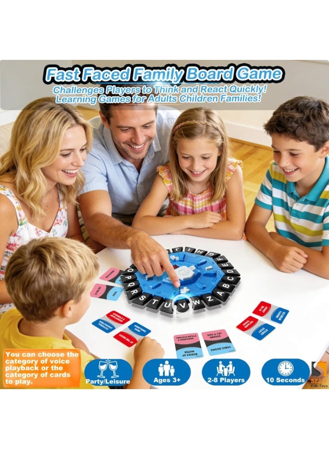 Word Game Family Board Games for Kids & Adults with 2 Modes,220 Topic Categories 24 Letters Pressing Games,Fun Fast-Paced Learning Game,35 Cards,LCD Display Timer,Christmas & Birthday Gifts,Blue - Image 3