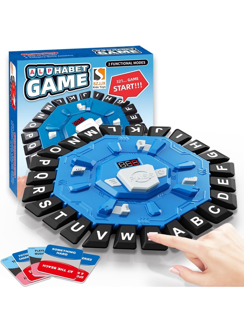 Word Game Family Board Games for Kids & Adults with 2 Modes,220 Topic Categories 24 Letters Pressing Games,Fun Fast-Paced Learning Game,35 Cards,LCD Display Timer,Christmas & Birthday Gifts,Blue - Image 1