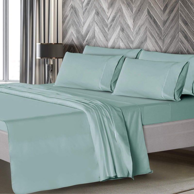 Mueller Luxury 6 PC Full Size Bed Sheets  Super Soft 1800  Deep Pocket up to 16"" Full Size Sheets  Transfers Heat  Breathes Better  Hypoallergenic  Wrinkle-Resistant  Oeko-TEX  Light Teal - Image 3