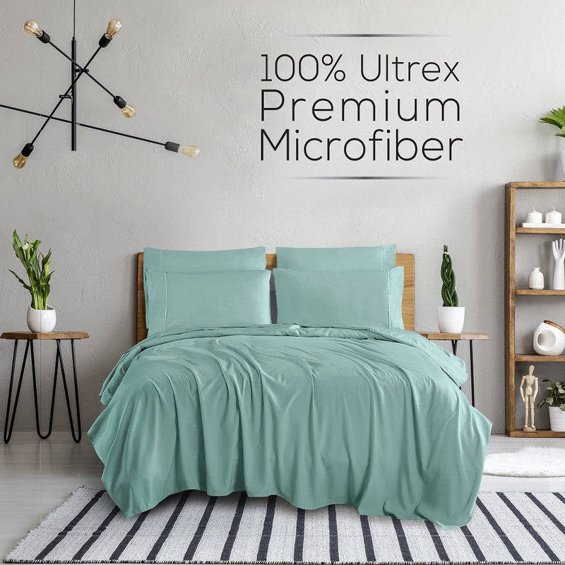 Mueller Luxury 6 PC Full Size Bed Sheets  Super Soft 1800  Deep Pocket up to 16"" Full Size Sheets  Transfers Heat  Breathes Better  Hypoallergenic  Wrinkle-Resistant  Oeko-TEX  Light Teal - Image 2