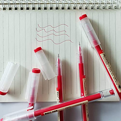 sencoo 12 pack Gel Ink Red Pen Liquid 0.5mm Ultra Fine Ballpoint Pen for Office School Students Stationery Pens - Image 4