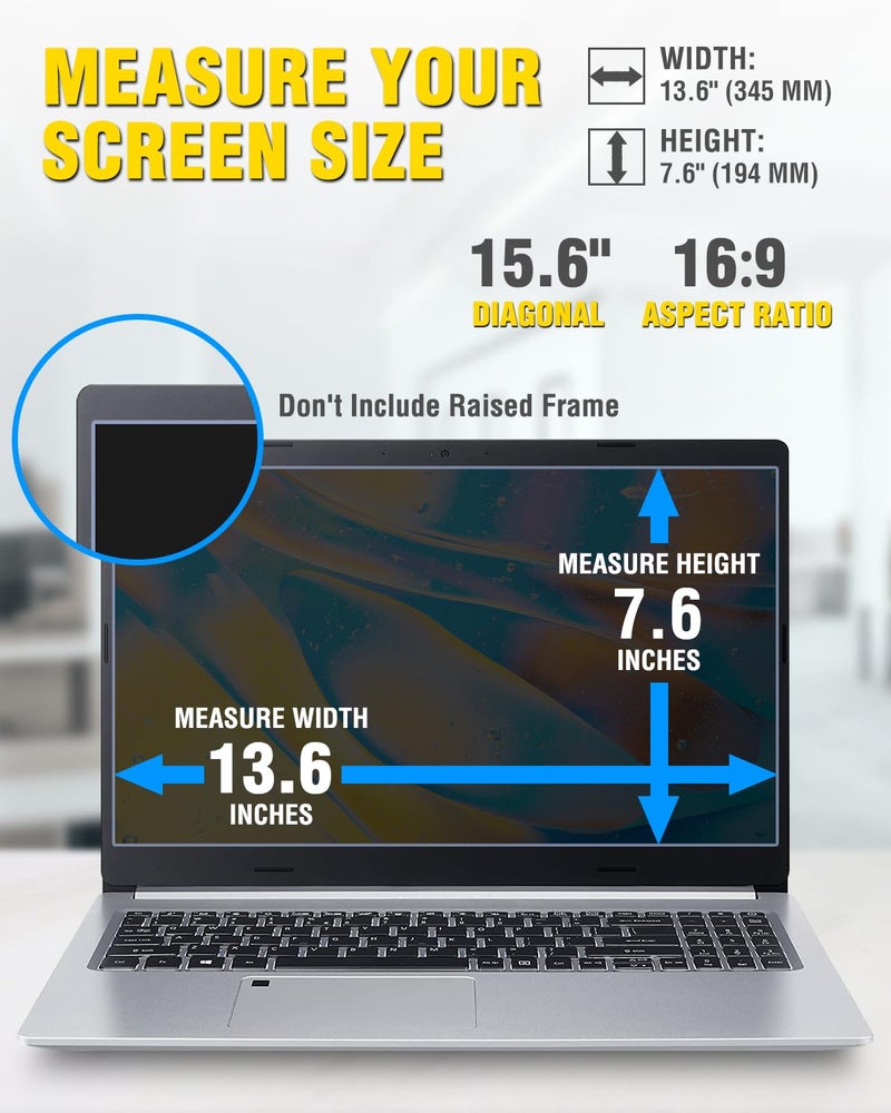 FFORITO F FORITO Magnetic Laptop Privacy Screen 15.6 inch 16:9, 360° Anti Peeping Removable Anti Glare Blue Light Filter Compatible with All 15.6” 16:9 Laptops Portable Monitors - Image 3