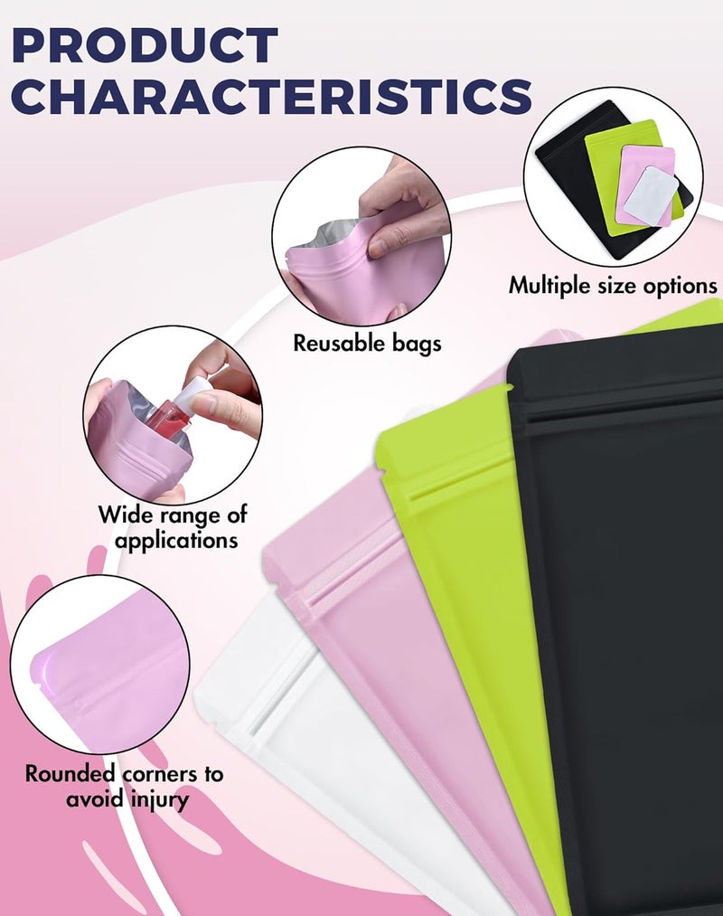 FireKylin 100 Pack Resealable Packaging Bags for Small Business Double-Sided Color Smell Proof Bags for Food Storage Flat Bags (Pink, 5.5" x 7.8") - Image 3