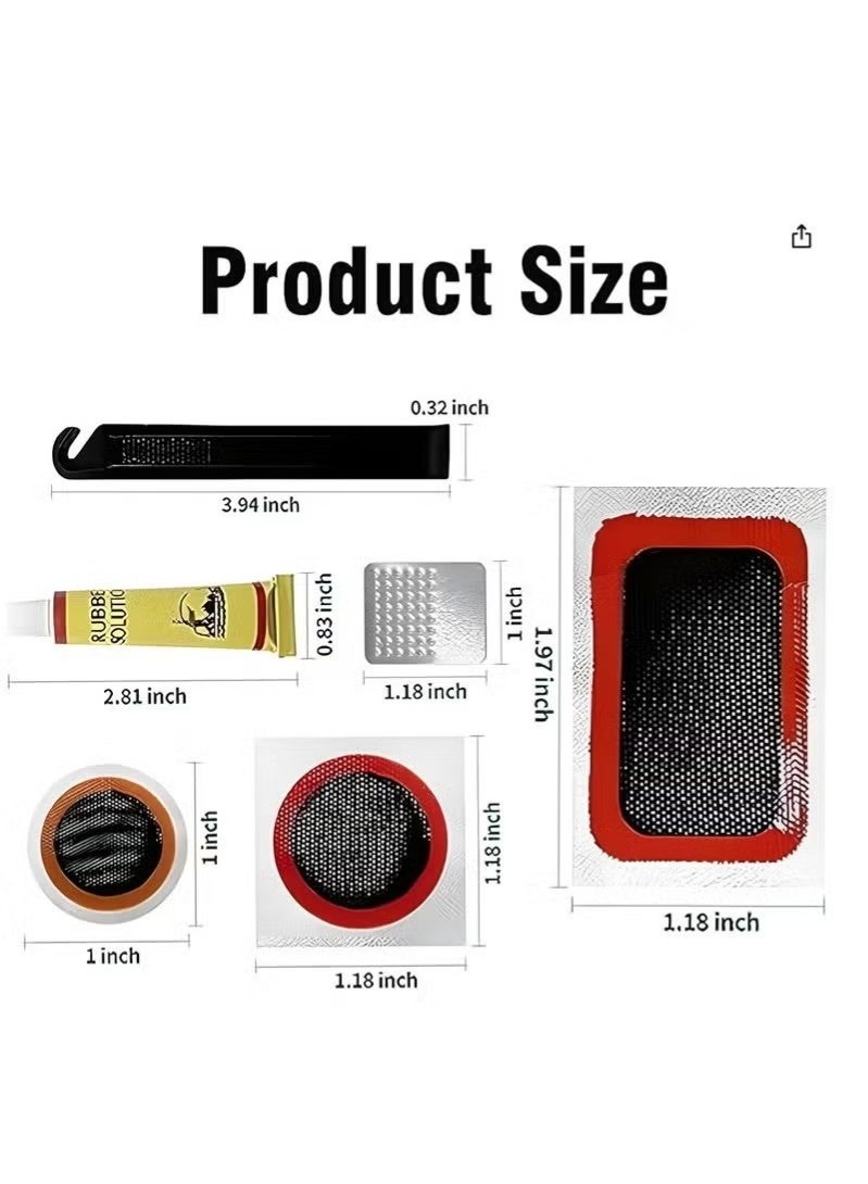 Puncture Bike Tire Repair Kit, 40 pcs Tire Patches and 4pcs Metal Rasps, 3 Tyre sealant，2 Valve，2 Crowbar，4 Rubber tube，Bicycle Tire Repair Kit, Practical Bike Tire Patch Kit Road Bike Tire Patch Tool Easy & Quick Repair for Bicycles(55pcs) - Image 2
