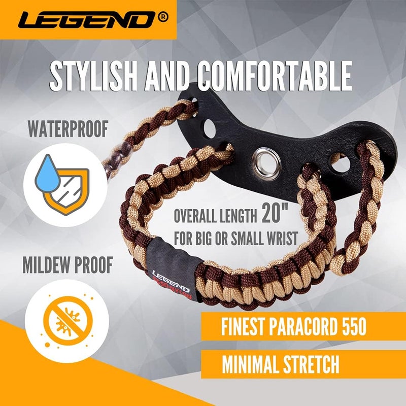 Legend 550 Paracord Bow Wrist Sling - Compound Bow Stabilizer & Hand Loop Carrier for Bow Hunting - Adjustable Wrist Strap with Durable Leather Yoke, Strong Metal Grommets - Archery Accessories & Gear - Image 3