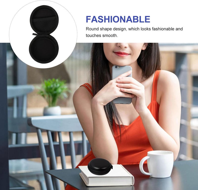 2 Pcs Waterproof EVA Earphone Storage Bags with Cable Organizer, Anti-Lost Earbud Cases for Travel and Daily Use, Black - Image 4