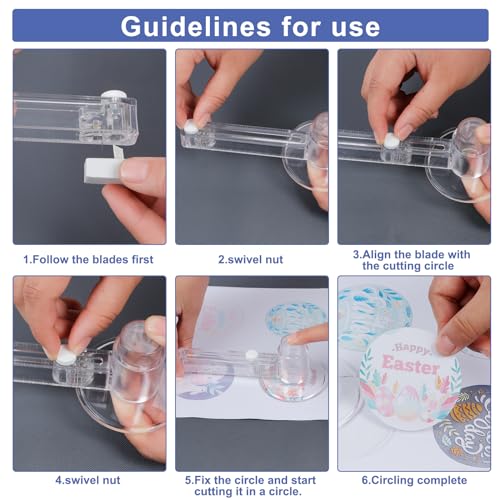 MK.Bear 32mm/1.25 Inch Circle Cutter Button Maker Tools, Adjustable Multi-Size Badge Making Round Cutting Tool, Cutting Knife Photo Paper Model Circle (44-170mm) - Image 5