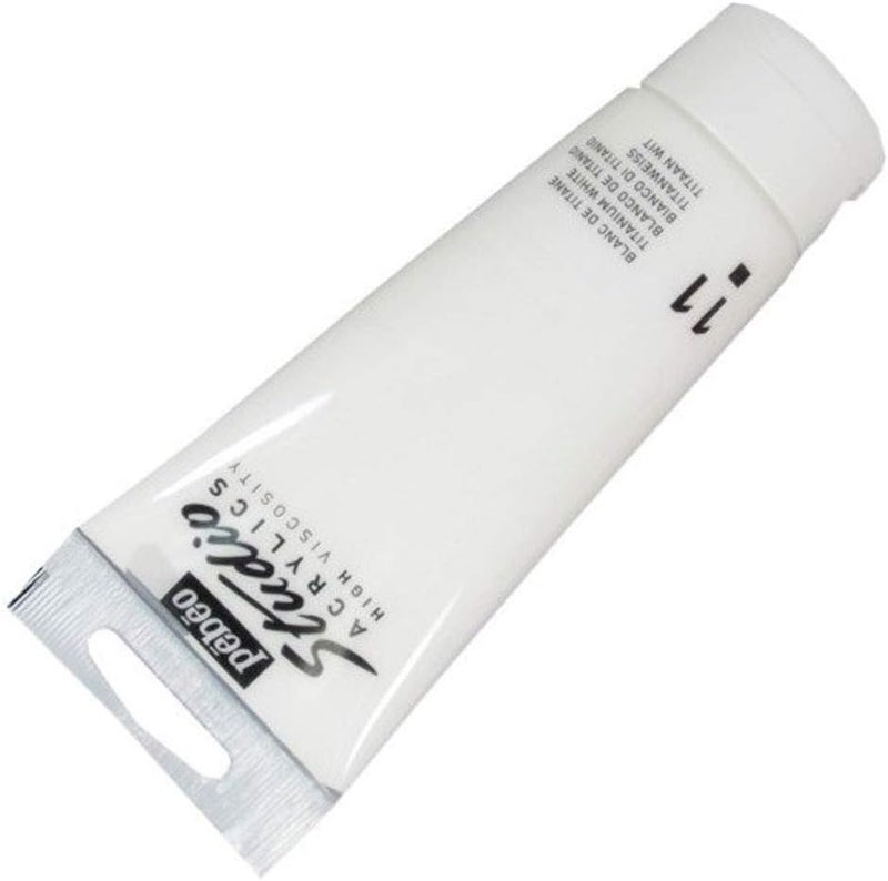 Pebeo Studio Acrylics - Titanium White Acrylic Paint, 100ml (3.38oz) - Image 1