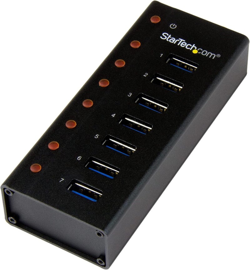 StarTechcom 7 Port USB 30 Hub 5 Gbps  Metal Enclosure  Desktop or Wall Mountable  Rugged  industrial Powered USB Expander and Splitter Hub ST7300U3M - Image 1
