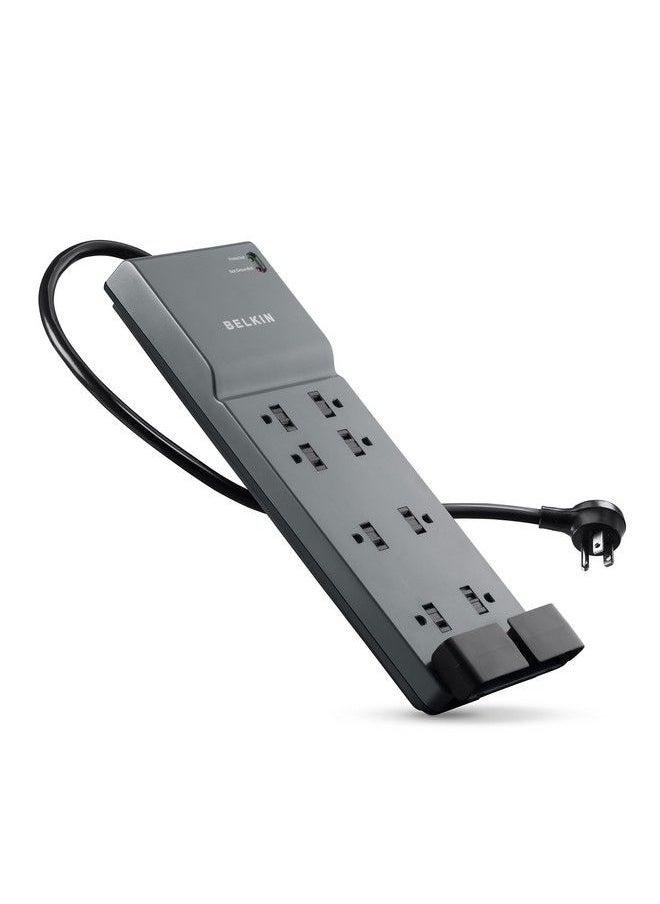 belkin شريط طاقة مزود بـ 8 منافذ بطول 6 أقدام مع سلك تمديد قوي + حماية من الحمل الزائد للمنزل والمكتب والسفر والكمبيوتر المكتبي وشحن الهاتف (3550 جول)  - Image 1