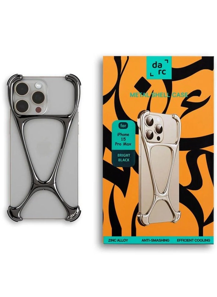 darc Stainless Steel Body Case for iPhone 15 Pro Max - Bright Black  - Image 1