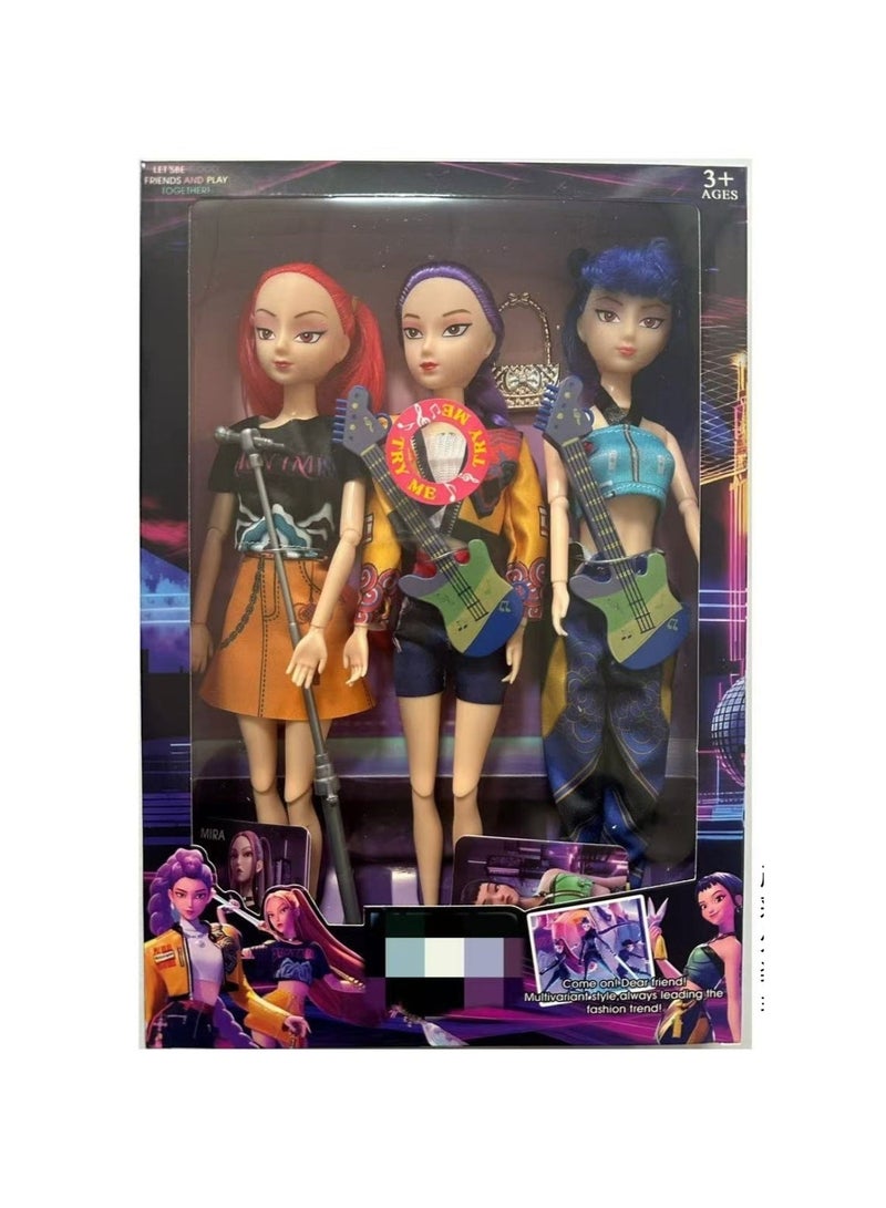 K Pop Girls Dolls Stage Girls  3 in 1 Collection With Light & Sound