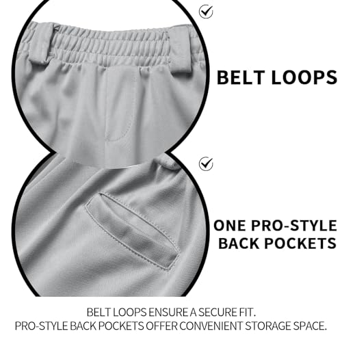 QBK 2T/3T/4T/5T Toddler Baseball Pants Youth Softball Pants Kids Tee Ball Pants for Boy Girl Grey（Grey 2T） - Image 3