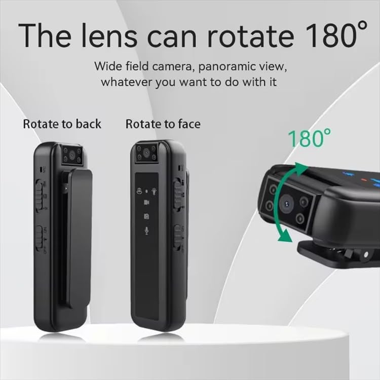 TECHDASH HD Mini Body Camera with Night Vision, 256GB Support, 180° Rotating Lens, Upto 5 Hour Recording Time, Night Vision Body Cam Video Recorder for Police and Personal Security - Image 3
