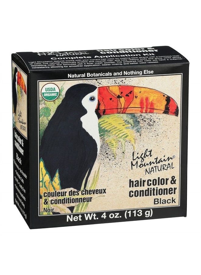 Light Mountain Light Mountain Henna Hair Color & Conditioner, Black - Organic Henna Leaf Powder, Pure Botanical Semi-Permanent Hair Color with Conditioning Benefits, 4 Oz (Pack of 3) 