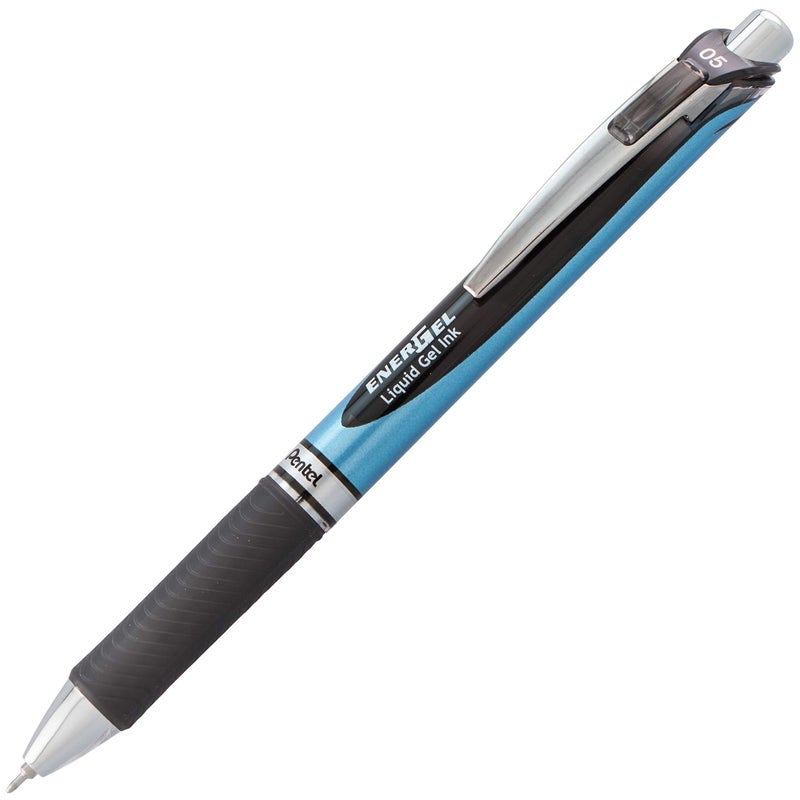 Pentel أقلام جيل سائلة قابلة للسحب من بنتل® إنرجل™ ديلوكس RTX، نقطة رفيعة، 0.5 مم، 54% معاد تدويره، أسطوانة زرقاء، حبر أسود، عبوة من 12 قلم - Image 3