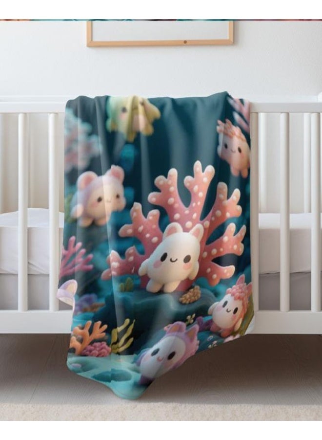 عام بطانية رقيقة من الفانيلا الكرتونية للأطفال والرضع (دافئة ومريحة، ومناسبة للنوم والألعاب) 70 سم * 100 سم