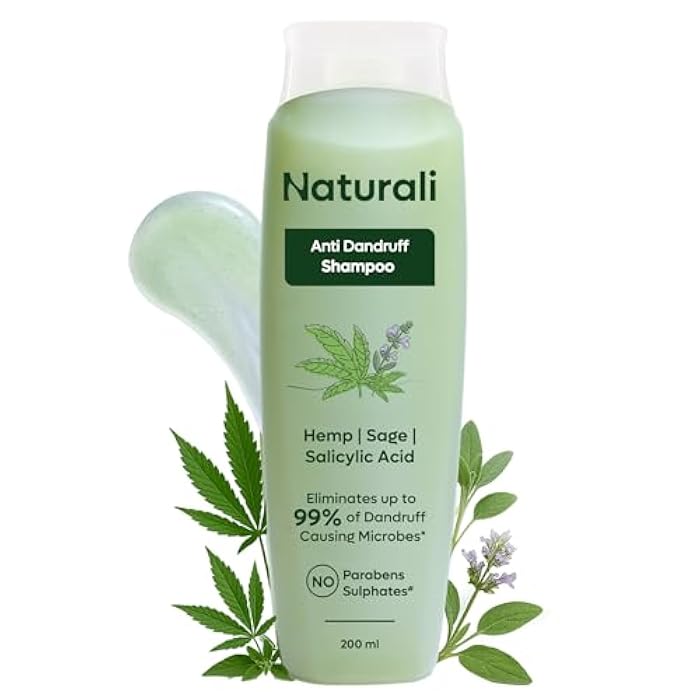 Naturali شامبو مضاد للقشرة مع الميرمية وحمض الساليسيليك | شامبو خالي من الكبريتات والبارابين | يهدئ فروة الرأس الحاكة | يقشر فروة الرأس المتقشرة | يخفف الالتهاب | 200 مل - Image 1