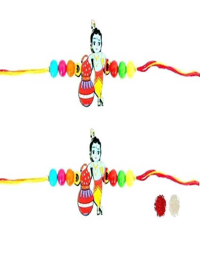 VR Creatives Rakhi for Kids Cartoons Carectores Bal Krishna Rakhi Bracelet With Tika set Pack of 2 rakhi for brother - Image 1