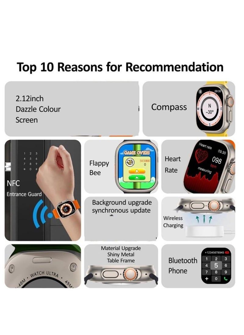 ELTRAZONE - HK8 Pro Max 2.12" AMOLED Screen Ultra Smart Watch Series 8 49mm Memory 256MB Battery 320mAh Compass NFC Waterproof IP68 Wireless Charging - Image 1