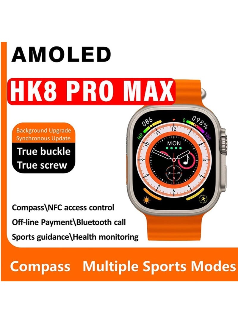 ELTRAZONE - HK8 Pro Max 2.12" AMOLED Screen Ultra Smart Watch Series 8 49mm Memory 256MB Battery 320mAh Compass NFC Waterproof IP68 Wireless Charging - Image 1