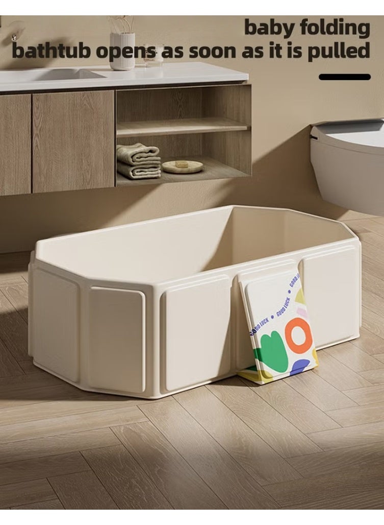 هوكور حوض استحمام للأطفال، حوض استحمام قابل للطي، حوض استحمام محمول بقاعدة مانعة للانزلاق + 5 كرات بحرية + 4 ألعاب بط صغيرة، سعة كبيرة، مناسب للأطفال من عمر 0 إلى 8 سنوات - Image 4