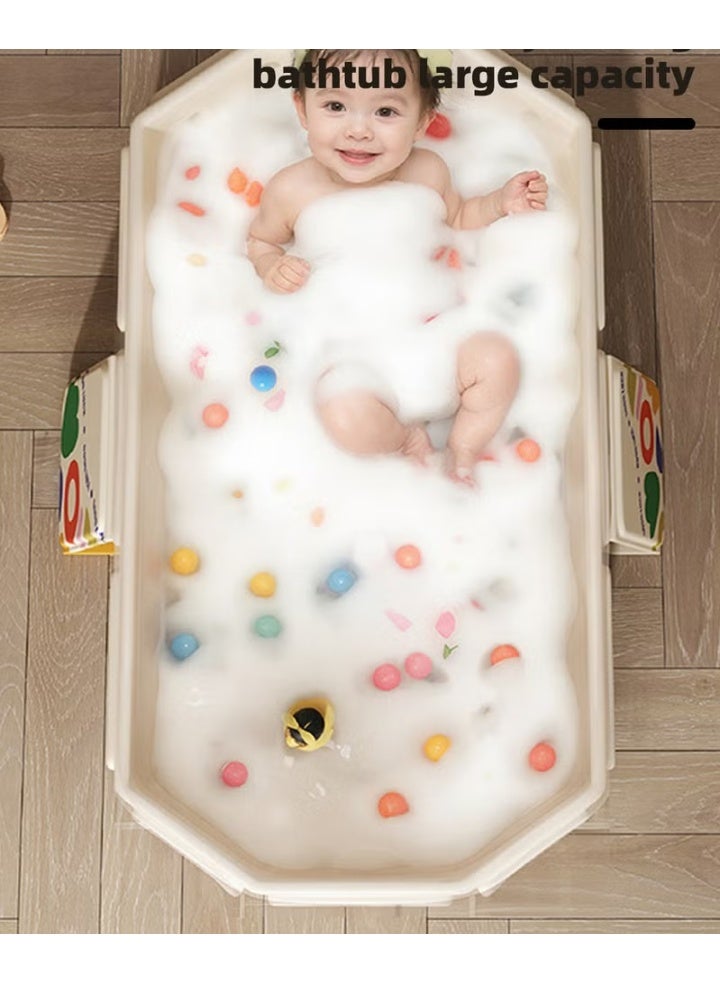 هوكور حوض استحمام للأطفال، حوض استحمام قابل للطي، حوض استحمام محمول بقاعدة مانعة للانزلاق + 5 كرات بحرية + 4 ألعاب بط صغيرة، سعة كبيرة، مناسب للأطفال من عمر 0 إلى 8 سنوات - Image 3