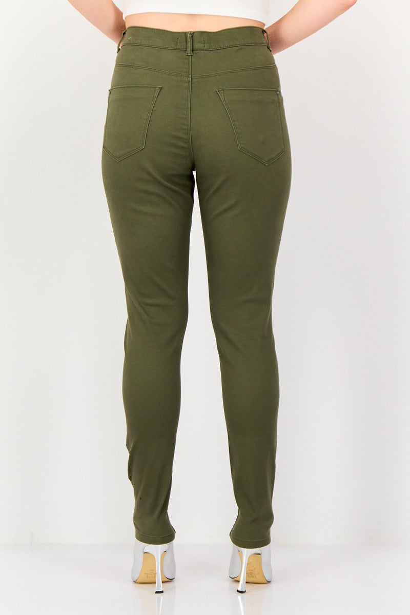 DOROTHY PERKINS Women Frankie Regular Fit High Rise Solid Skinny Pants, Olive - Image 3