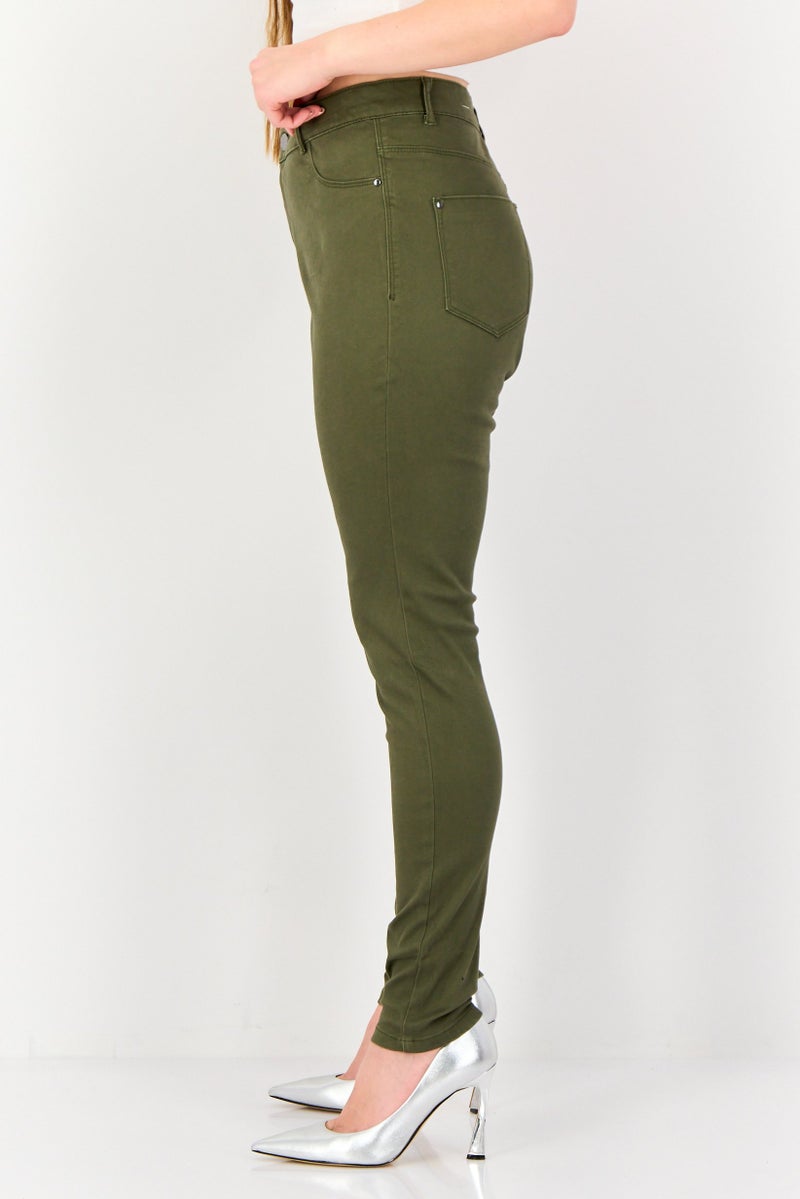 DOROTHY PERKINS Women Frankie Regular Fit High Rise Solid Skinny Pants, Olive - Image 2