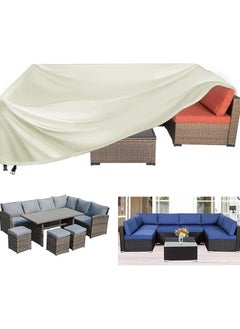 INFOSUN Waterproof Outdoor Furniture Cover 137" L x 102" W x 35" H , Premium Quality Patio Furniture Covers Dust Proof Anti-UV Heavy Duty Durable Sofa Sectional Table & Chair Cover Large (Beige)  - Image 1