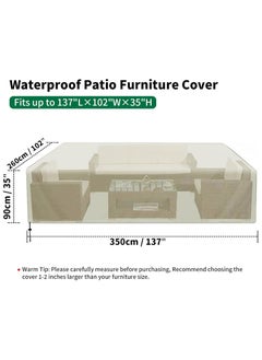 INFOSUN Waterproof Outdoor Furniture Cover 137" L x 102" W x 35" H , Premium Quality Patio Furniture Covers Dust Proof Anti-UV Heavy Duty Durable Sofa Sectional Table & Chair Cover Large (Beige)  - Image 2