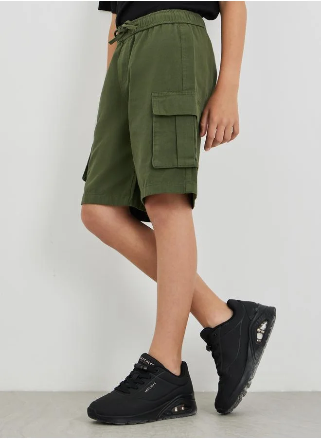 ستايلي Styli Boys Solid Drawstring Waist Cargo Shorts