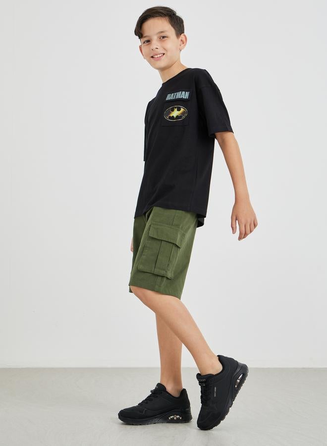 Styli Styli Boys Solid Drawstring Waist Cargo Shorts  - Image 2
