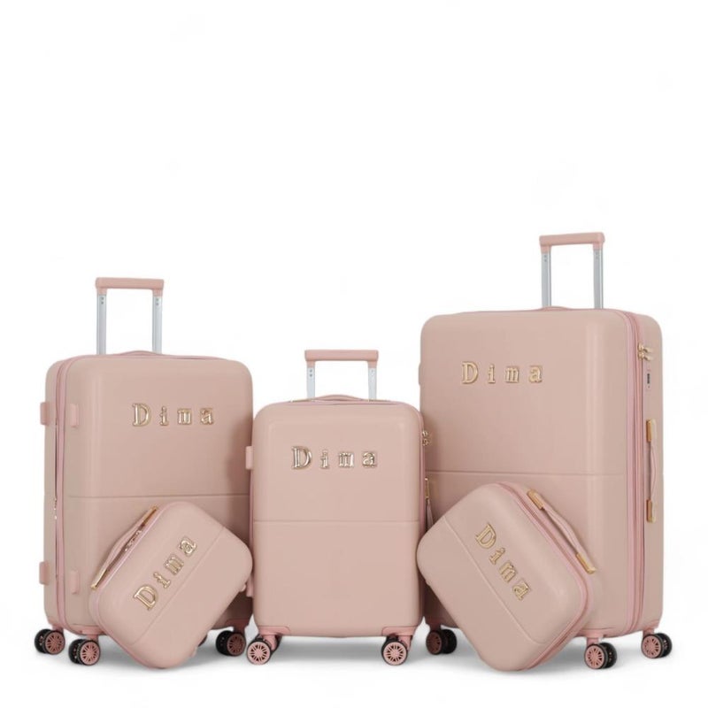 DIMA 5-piece luggage set, including 3 trolley bags and 2 makeup bags, with double covers and an expansion zipper - Image 1