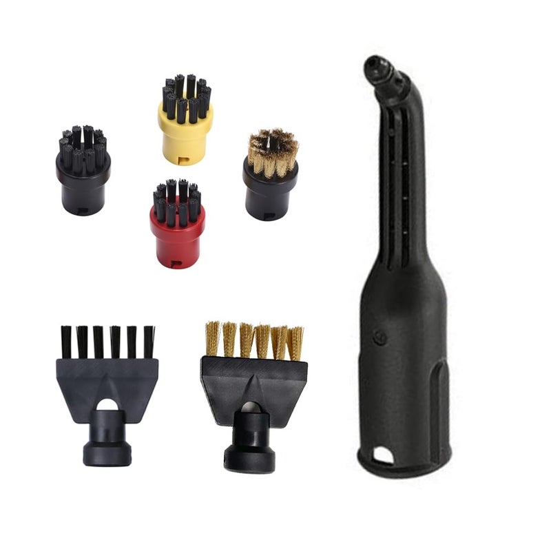 INF 7 Pcs Steam Cleaner Attachments Brush Nozzle Set Compatible with Krcher SC SG Includes 4 Round Brushes 2 Flat Brushes Steam Nozzle for Deep Cleaning Tasks steam cleaning