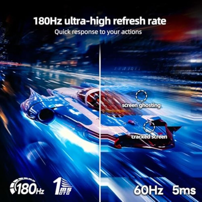 27 Inch Curved Gaming Monitor 180Hz Refresh Rate VA Panel QHD 1440P Resolution 1ms Response Time HDR10 90 DCI-P3 Adaptive Sync VESA Compatible Tilt Adjustable - Image 2