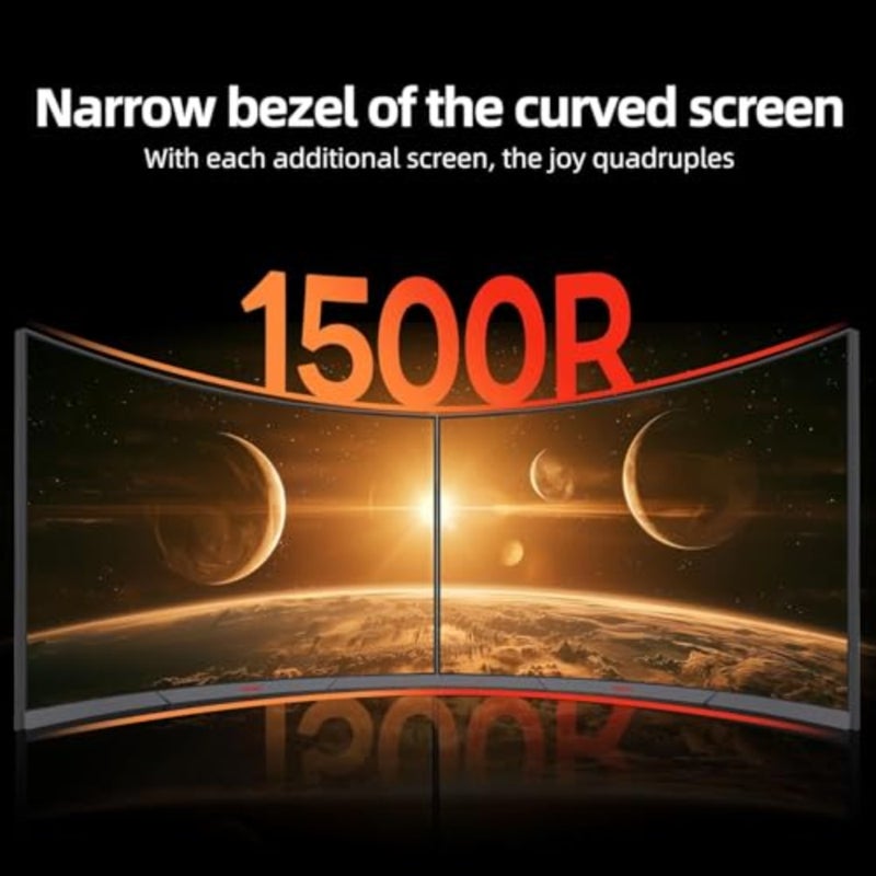 27 Inch Curved Gaming Monitor 180Hz Refresh Rate VA Panel QHD 1440P Resolution 1ms Response Time HDR10 90 DCI-P3 Adaptive Sync VESA Compatible Tilt Adjustable - Image 3