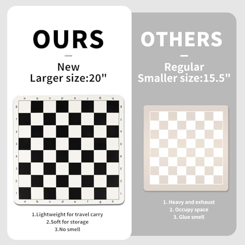 LEAP Tournament Chess Board, 20 Inch Silicone Mat, Black and White Squares with Mark - Image 3