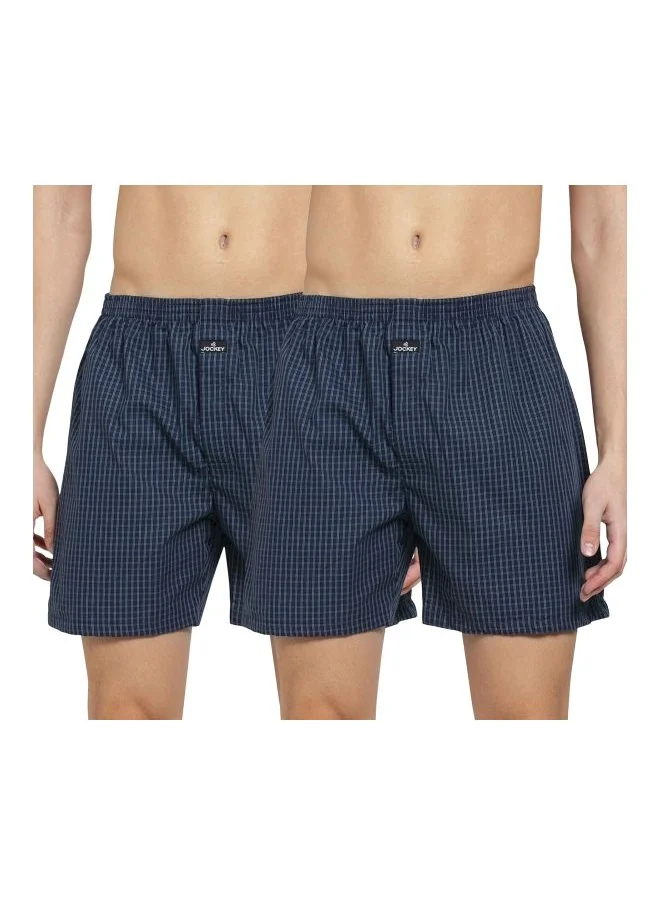 جوكي Jockey 1222 Men Super Combed Mercerized Cotton Woven Checkered Boxer Shorts with Back Pocket
