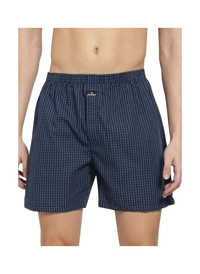 جوكي Jockey 1222 Men Super Combed Mercerized Cotton Woven Checkered Boxer Shorts with Back Pocket