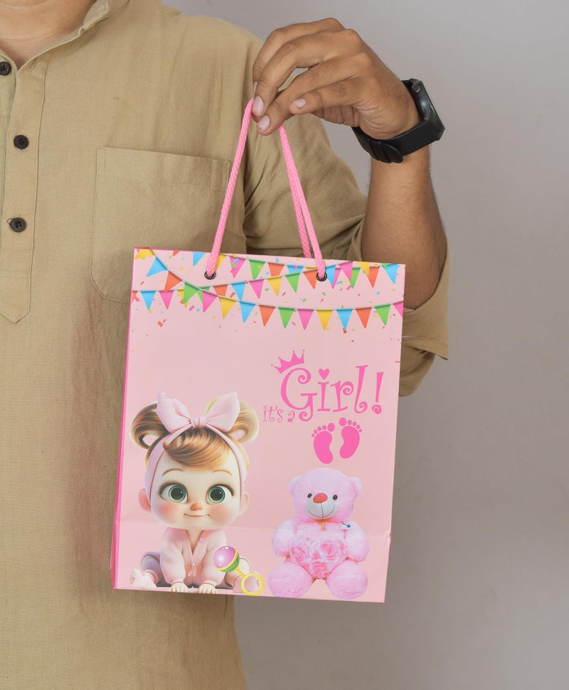 PPJ ® -HAPPY BIRTHDAY ITS A GIRL (CARTOON THEME) PARTY (10 Pcs.) PAPER CARRY BAG, 10 Inch X 8 Inch X 4 Inch RETURN GIFT/HAPPY BIRTHDAY/RETURN GIFTS/GIFTS/GIFT BAGS/GIFT COVERS (Pack of 10) - Image 2
