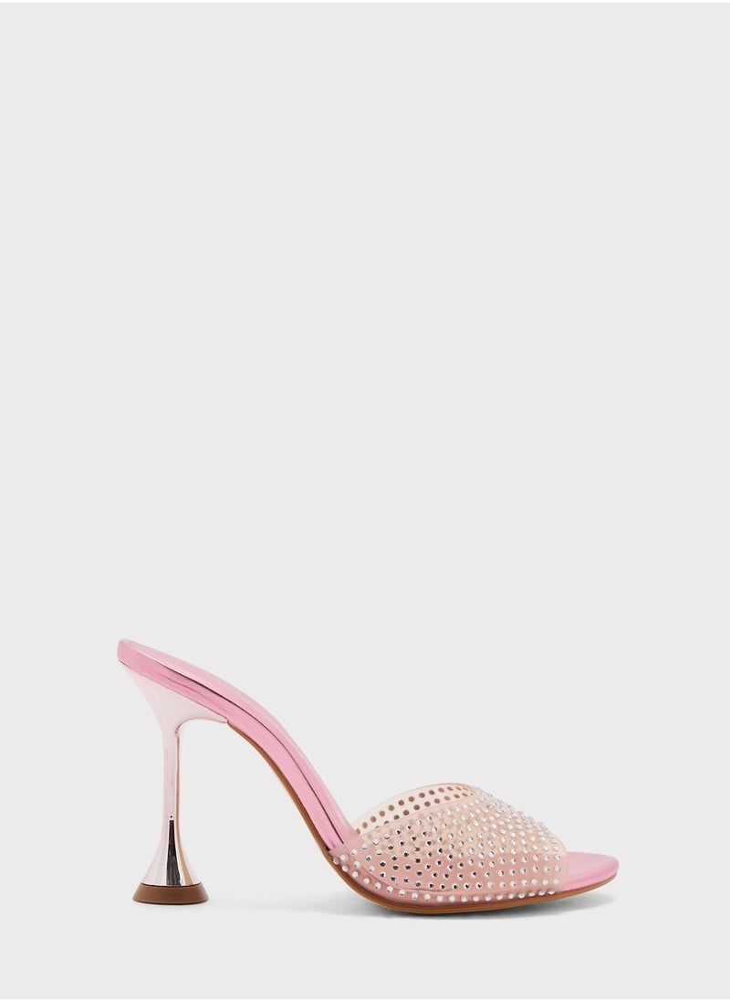 One Strap Mid Heel Sandals