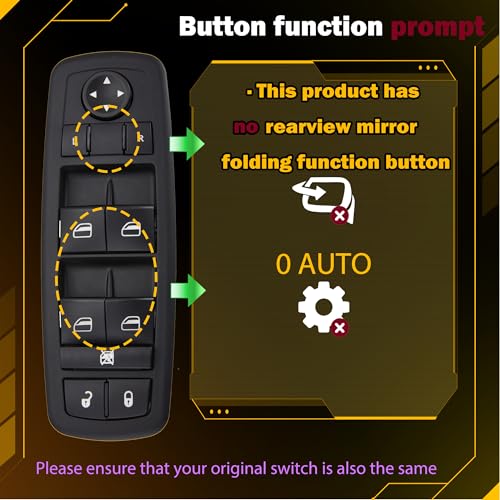 ZAPOSTS Power Window Switch,8 PINS +13 PINS Check Required,Fits for Dodge Dart 2013-16.Replaces 68271203AB 68271203AA 56046568AC.Driver Side Control Door vidrios Master Switch.(Green Light) - Image 3