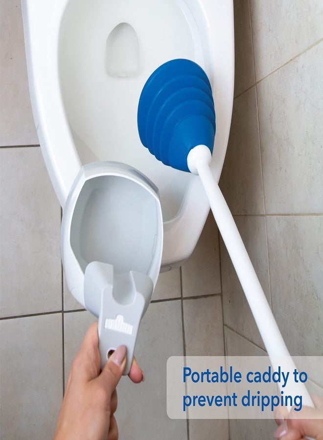أنجر مكبس Unger EZ مع حامل مانع للتنقيط، أداة تنظيف المرحاض محكمة الإغلاق مع حامل محمول، لوازم تنظيف حمام أنيقة، مزيل انسداد بغطاء، تصميم قابل للطي لتقليل تناثر الماء - Image 4