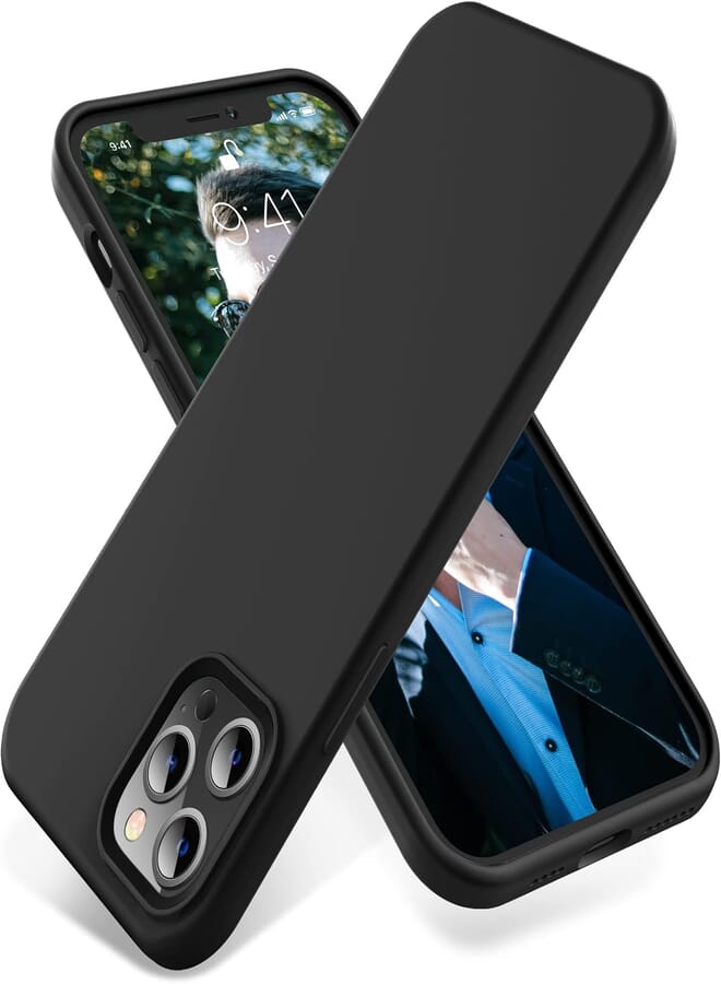 OTOFLY Compatible with iPhone 12 Pro Max Case 6.7 inch(2020),[Silky and Soft Touch Series] Premium Soft Liquid Silicone Rubber Full-Body Protective Bumper Case for iPhone 12 Pro Max (Black)