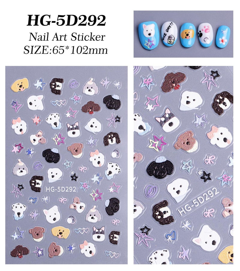 SIMAYKUWA Cute Style Japanese Inspired Embossed Cute Dogs Adorable Cats Tanuki DIY Nail Stickers - Everyday Nail Art Decorations A Set of 4 Sheets - Image 4
