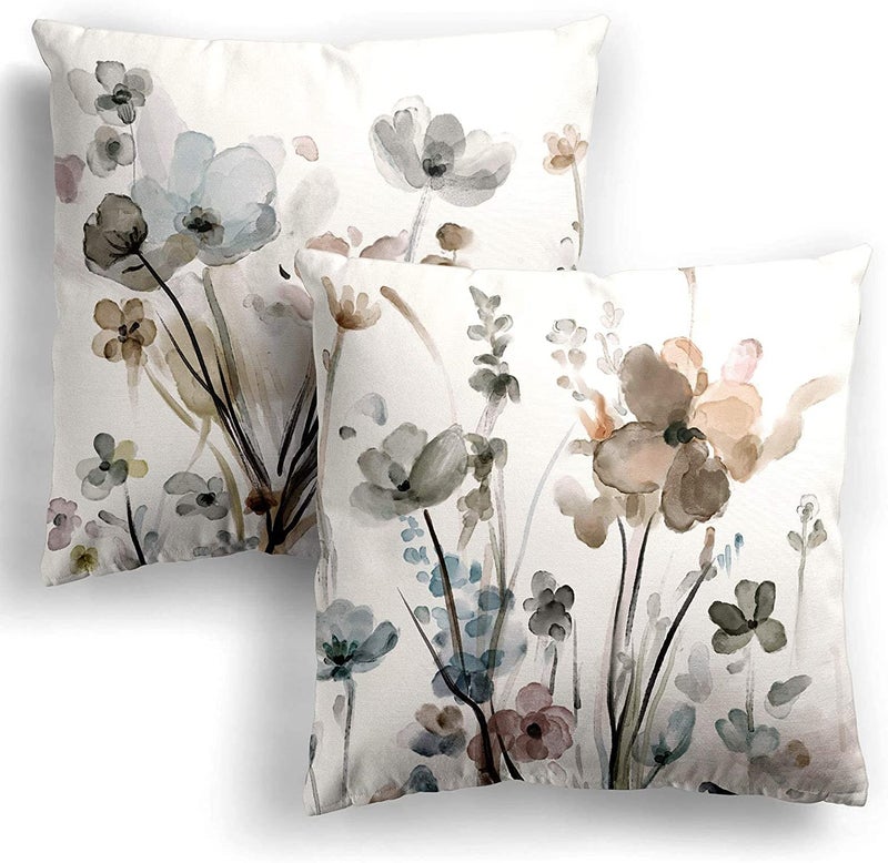 Flower Lumber Throw Pillow Covers 12x20 Set of 2 Flowers Pillow Cushion Cases Modern Decorative Square Pillowcases for Sofa Couch Bedroom Living Room Car Seat
